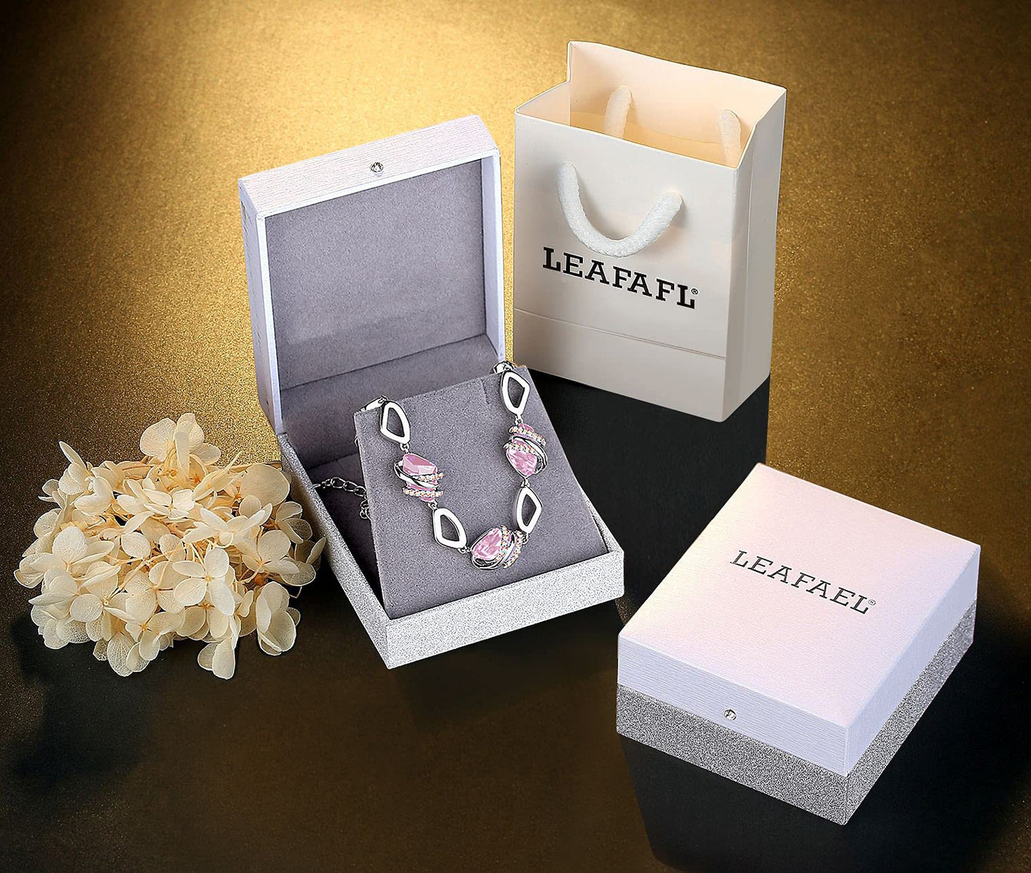 Leafael Wish Stone Link Charm Bracelet with Birthstone Crystals, Rose Gold Plated or Silver-Tone, 7"+2"