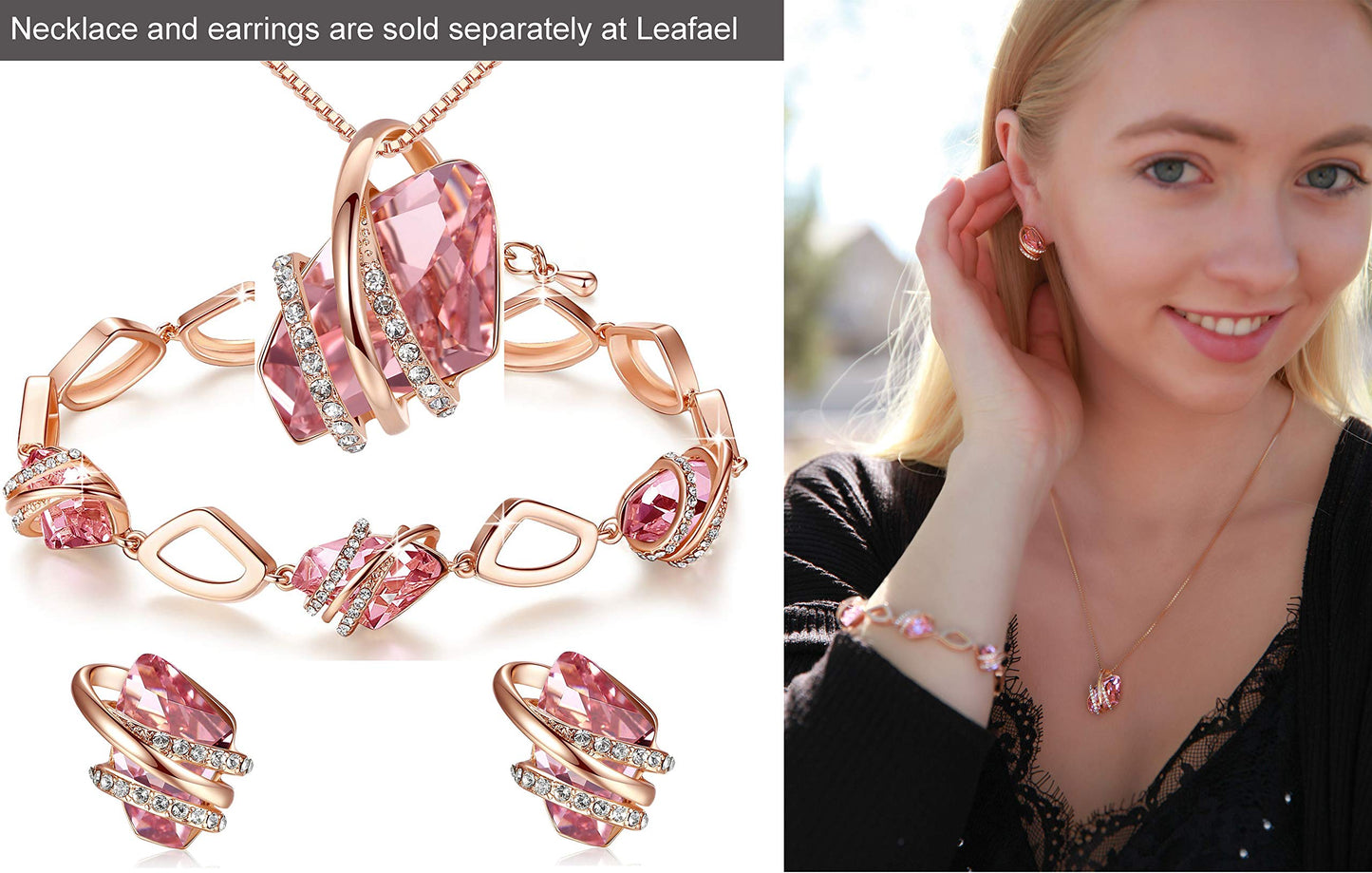 Leafael Wish Stone Link Charm Bracelet with Birthstone Crystals, Rose Gold Plated or Silver-Tone, 7"+2"