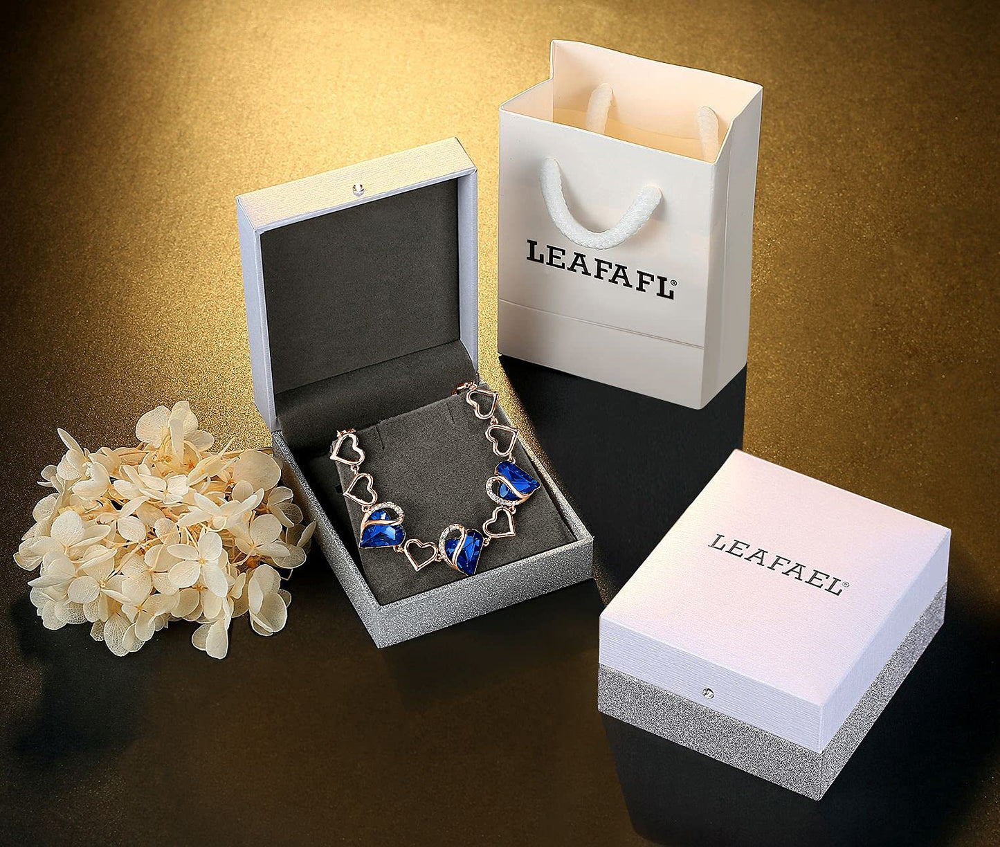 Leafael 18K Rose Gold Plated Love Heart Link Bracelet with Healing Stone Crystal Jewelry Gifts for Women, 7" Chain + 2" Extender