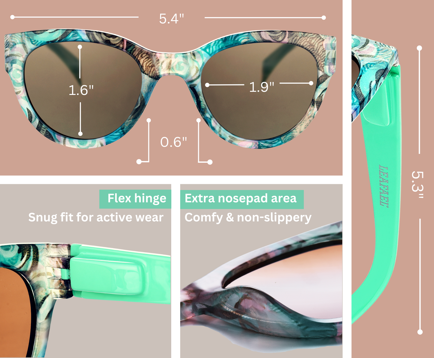 Sunglasses Womens Trendy Retro Floral Designs | Polarized Lens UV Protection | Round Cat Eye Frame | Casual & Active