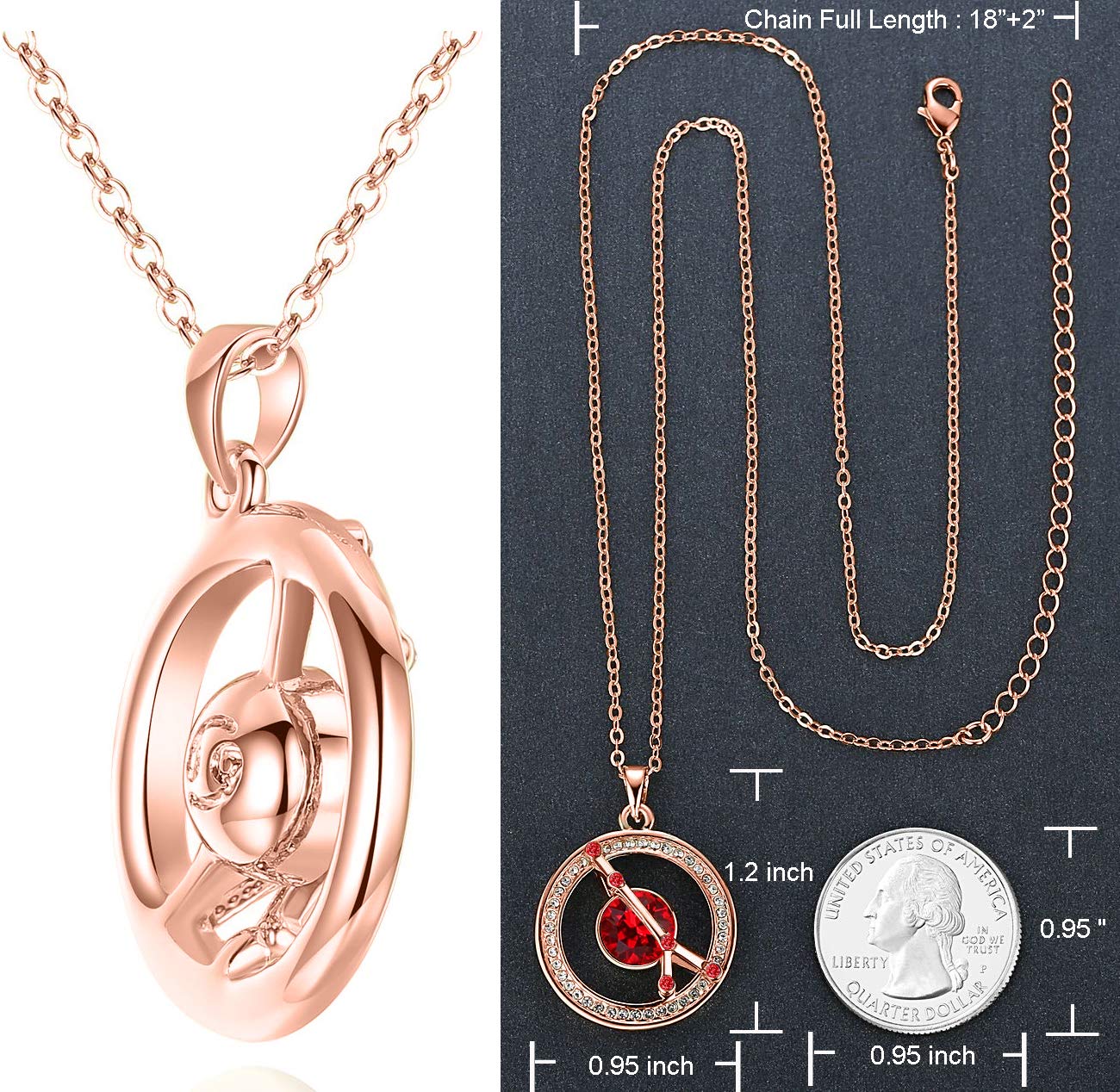 Leafael "Superstar Zodiac Constellation Pendant Necklace Made with Premium Crystal Horoscope Jewelry, Gold or Rose Gold Plated, 18"+ 2"