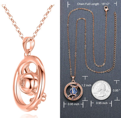 Leafael "Superstar Zodiac Constellation Pendant Necklace Made with Premium Crystal Horoscope Jewelry, Gold or Rose Gold Plated, 18"+ 2"