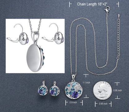 Leafael Ocean Bubble Women's Crystal Jewelry Set Costume Fashion Pendant Necklace Earring Set, Silver Tone or 18K Rose Gold Plated, 18" + 2", Gifts for Women