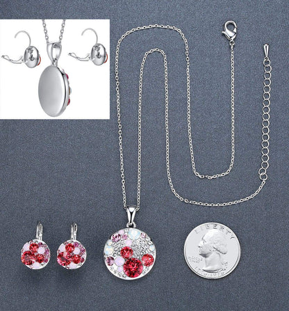 Leafael Ocean Bubble Women's Crystal Jewelry Set Costume Fashion Pendant Necklace Earring Set, Silver Tone or 18K Rose Gold Plated, 18" + 2", Gifts for Women