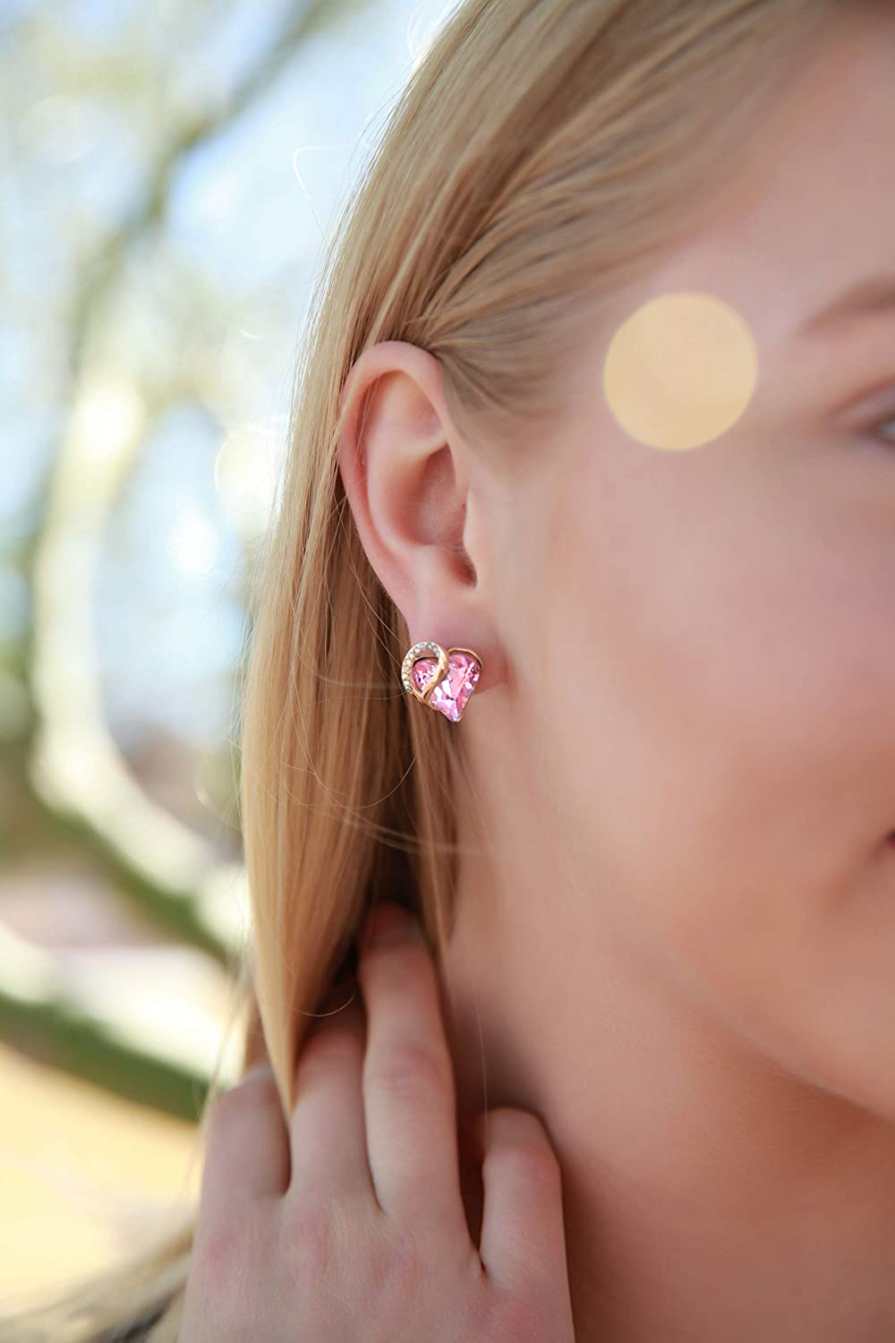  LOUISA SECRET Rose Heart Stud Earrings for Women Girls