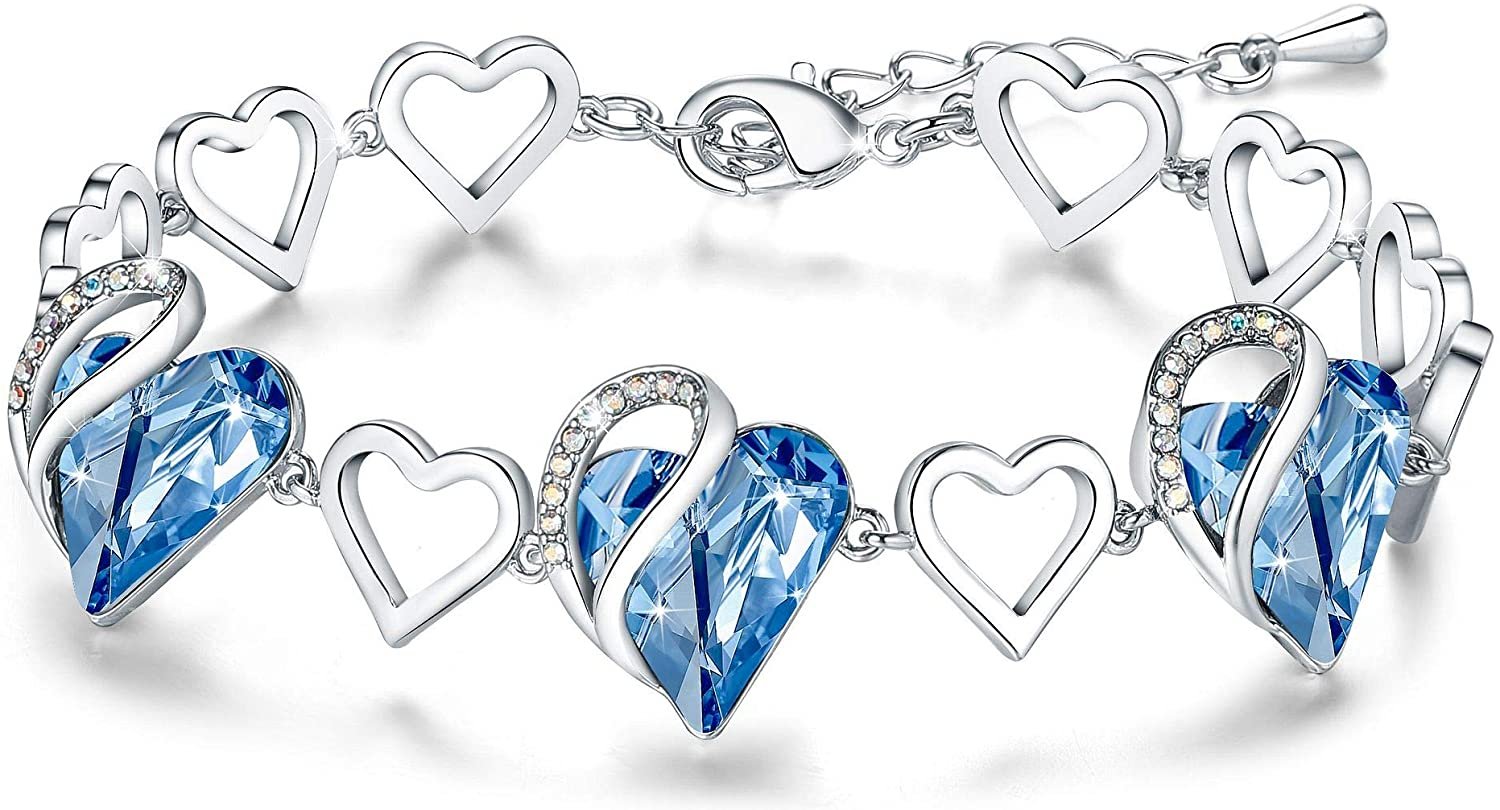 Leafael Infinity Love Heart – Bracelet with Crystal, Birthstone Jewelry Link Leafael Wom