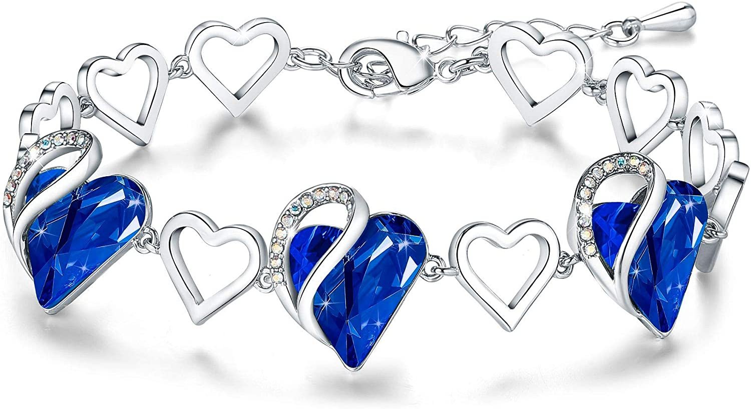 Leafael Infinity Love Heart Link Bracelet with Birthstone Crystal