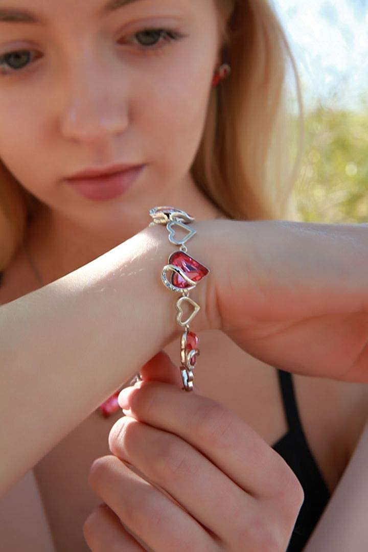 Leafael Infinity Love Heart Link Bracelet with Birthstone Crystal