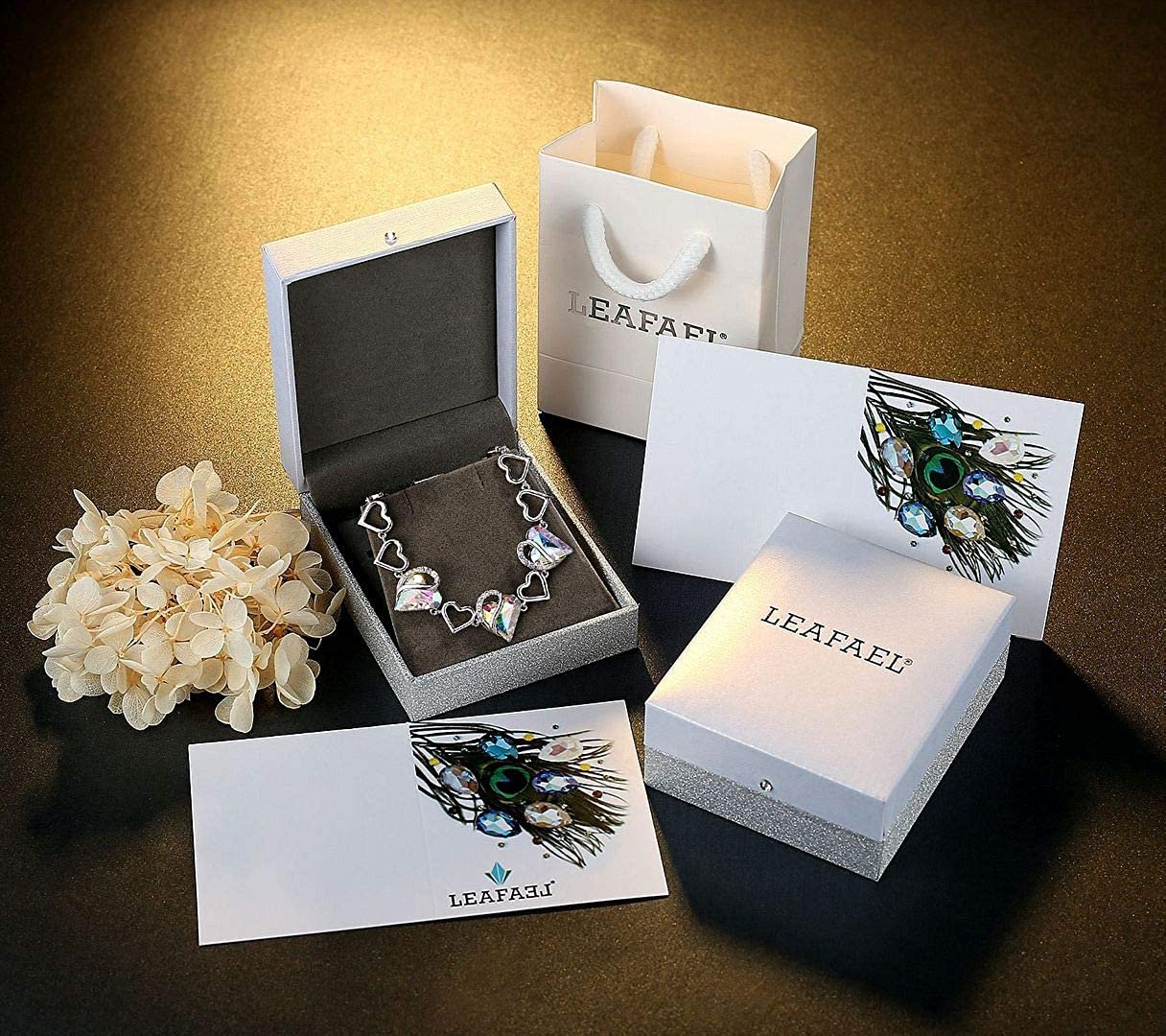 Leafael Bracelet Love Heart Leafael Birthstone Jewelry with Wom Link Crystal, Infinity –